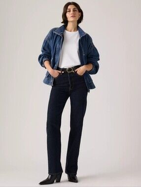 Levi's Dark Wash Ribcage Straight Full Length Jeans NEW